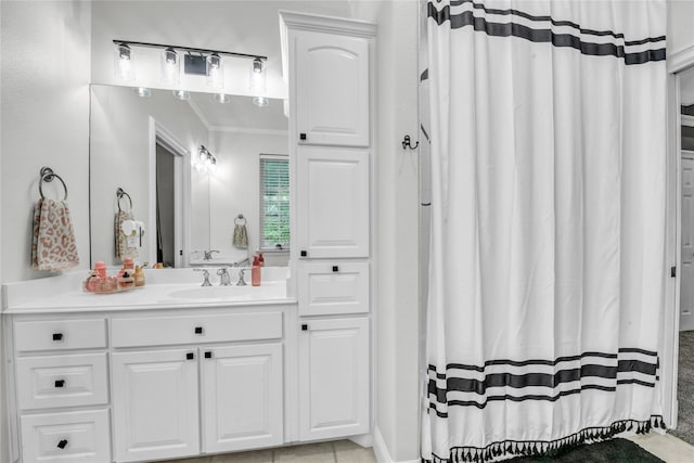 124 Oakvista Dr, Aledo, TX 76008 - full bath featuring vanity, a shower with shower curtain, and tile patterned floors