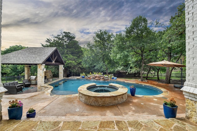 124 Oakvista Dr, Aledo, TX 76008 - view of swimming pool featuring a gazebo, an outdoor hangout area, a patio area, and view of wooded area