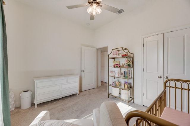 467 Red Bird Dr, Springtown, TX 76082 - bedroom featuring light carpet and ceiling fan