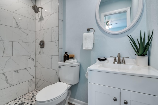 2335 San Paula Ave, Dallas, TX 75228 - full bath featuring toilet, tiled shower, and vanity