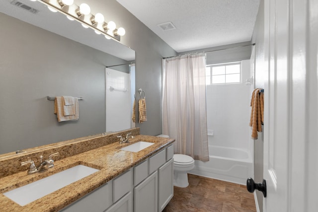 4504 Angelina Way, Fort Worth, TX 76137 - full bath featuring shower / bath combination with curtain, toilet, and double vanity