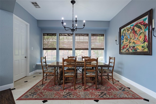 1217 Waterford Way, Allen, TX 75013 - dining area featuring a chandelier, baseboards, and tile patterned floors