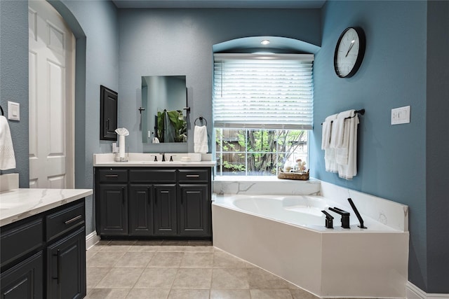 1217 Waterford Way, Allen, TX 75013 - full bath with a garden tub, vanity, and tile patterned floors