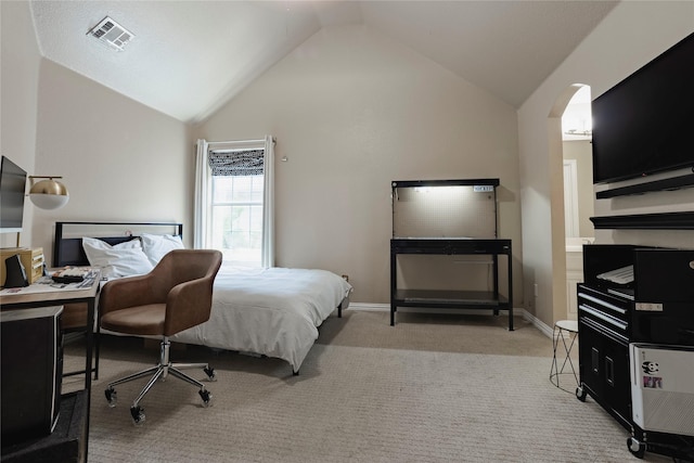 1217 Waterford Way, Allen, TX 75013 - bedroom with vaulted ceiling, carpet flooring, arched walkways, and baseboards