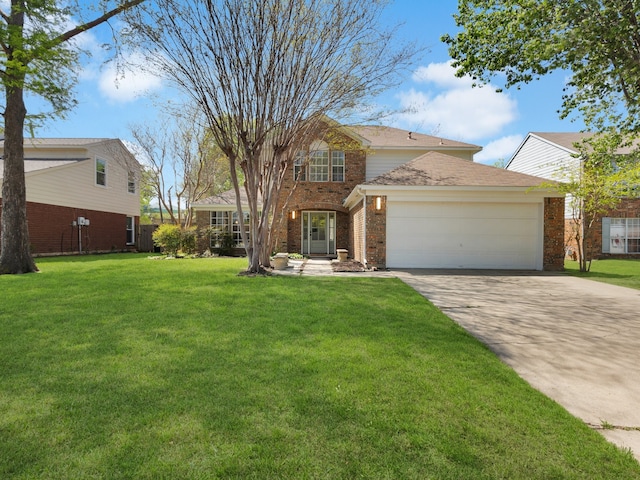 618 Berkley Dr, Grapevine, TX 76051 - traditional home with brick siding, an attached garage, concrete driveway, and a front lawn