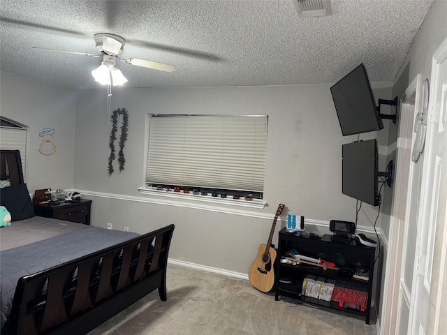4809 Westhaven Rd, Arlington, TX 76017 - bedroom featuring a textured ceiling, carpet flooring, and a ceiling fan