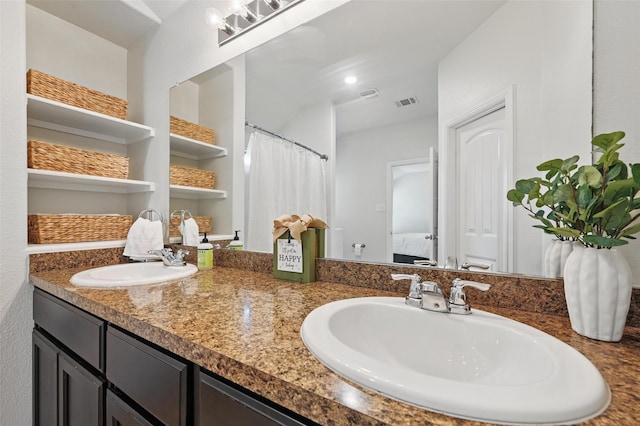 737 Walls Blvd, Crowley, TX 76036 - ensuite bathroom with double vanity and curtained shower