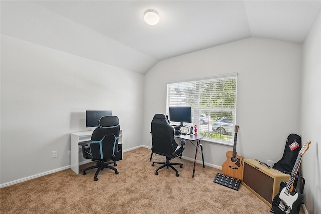 737 Walls Blvd, Crowley, TX 76036 - office featuring vaulted ceiling, carpet flooring, and baseboards