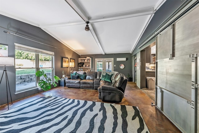 3020 Meadowlark, Tyler, TX 75701 - living room featuring finished concrete floors and lofted ceiling