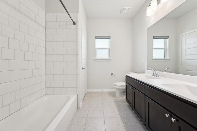 6322 Farndon Dr, Celina, TX 76227 - full bath featuring double vanity, healthy amount of natural light, tile patterned floors, and shower / tub combination