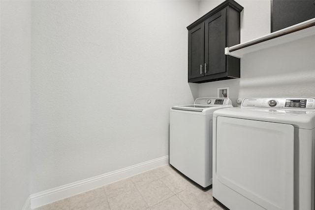 6322 Farndon Dr, Celina, TX 76227 - laundry area featuring separate washer and dryer, cabinet space, and light tile patterned floors