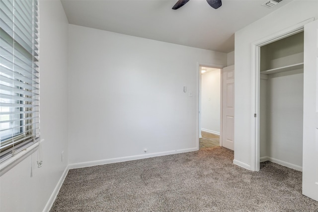 5241 E Berry St, Fort Worth, TX 76119 - unfurnished bedroom with carpet, baseboards, a closet, and ceiling fan