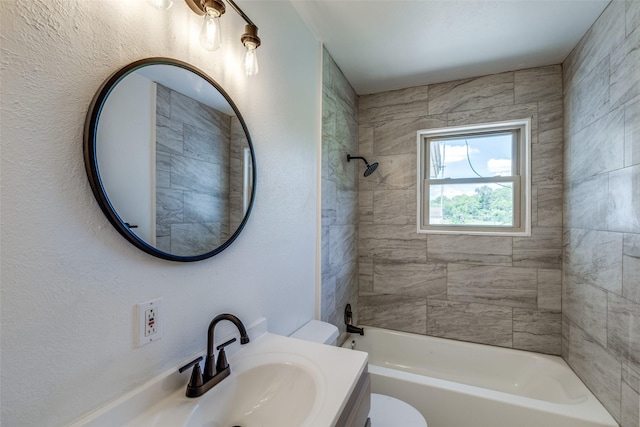 5241 E Berry St, Fort Worth, TX 76119 - full bathroom with toilet, shower / washtub combination, and vanity