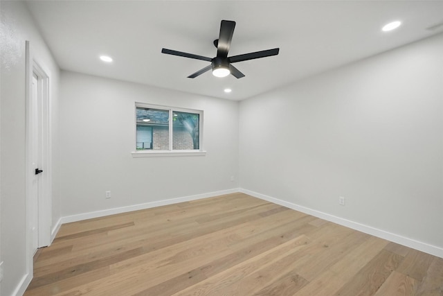 6407 Laurel Valley Rd, Dallas, TX 75248 - unfurnished room featuring light wood finished floors, ceiling fan, recessed lighting, and baseboards