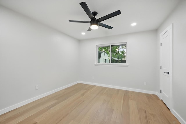 6407 Laurel Valley Rd, Dallas, TX 75248 - unfurnished room with ceiling fan, light wood-style floors, baseboards, and recessed lighting