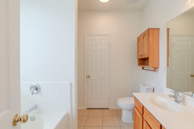 4617 Barnhill Ln, Fort Worth, TX 76135 - bathroom with tile patterned floors, a bath, vanity, and toilet
