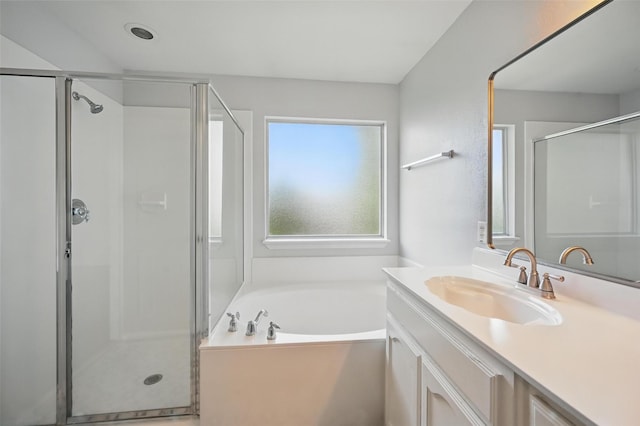 2668 Silver Hill Dr, Fort Worth, TX 76131 - bathroom with a shower stall, vanity, and a garden tub