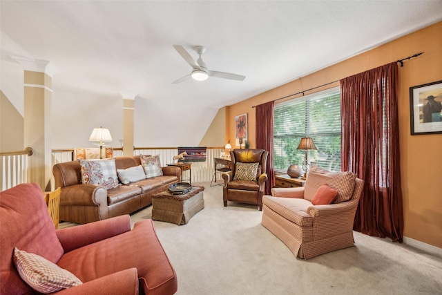 7904 Briar Brook Ct, Dallas, TX 75218 - carpeted living room with ceiling fan