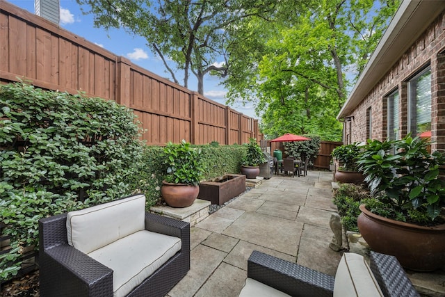 7904 Briar Brook Ct, Dallas, TX 75218 - view of patio featuring a fenced backyard and an outdoor living space