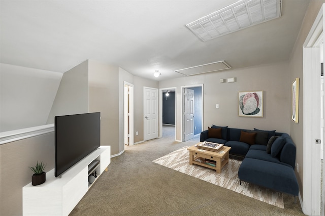 1632 Degnen Ln, Providence Village, TX 76227 - carpeted living room with attic access and baseboards