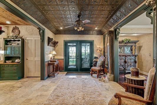 1847 N State Highway 19, Emory, TX 75440 - foyer entrance featuring ceiling fan, french doors, and an ornate ceiling