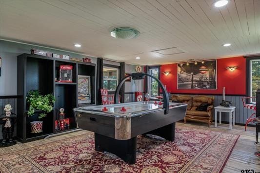 1847 N State Highway 19, Emory, TX 75440 - rec room featuring recessed lighting, wood finished floors, and wood ceiling