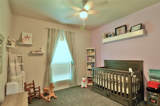 130 County Road 2630, Decatur, TX 76234 - carpeted bedroom with a nursery area, ceiling fan, and baseboards