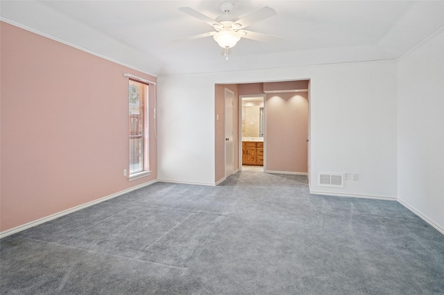 1706 Morningstar Trl, Richardson, TX 75081 - carpeted empty room featuring ceiling fan, baseboards, and ornamental molding
