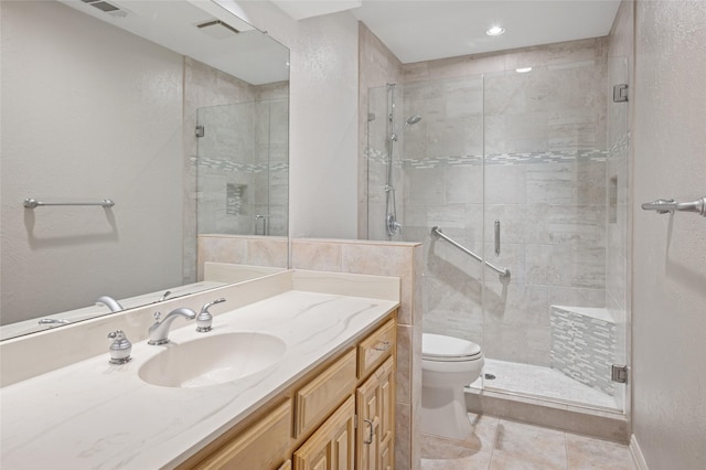 1706 Morningstar Trl, Richardson, TX 75081 - full bath with a shower stall, toilet, tile patterned flooring, and vanity
