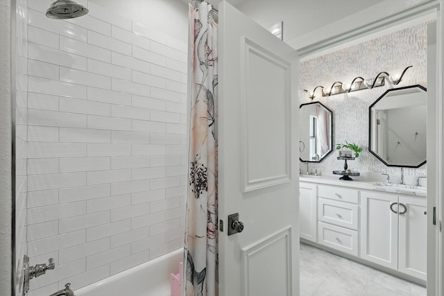 1316 Sparrow Hawk Ln, Gunter, TX 75058 - full bath with shower / bathtub combination with curtain and double vanity