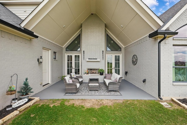 1316 Sparrow Hawk Ln, Gunter, TX 75058 - view of patio / terrace featuring french doors and outdoor lounge area