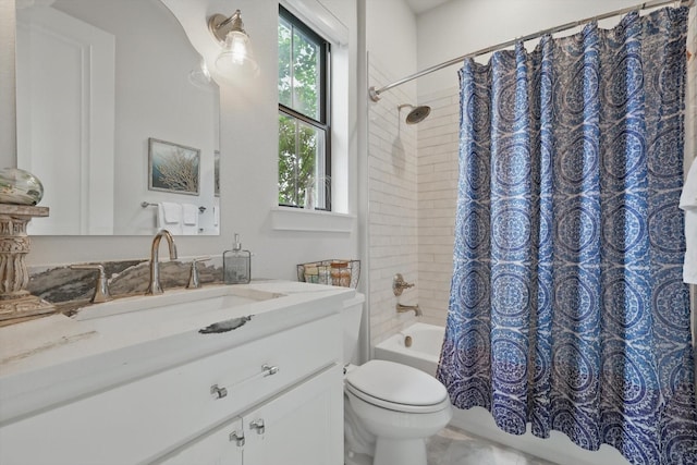 1316 Sparrow Hawk Ln, Gunter, TX 75058 - bathroom featuring shower / bathtub combination with curtain, toilet, and vanity