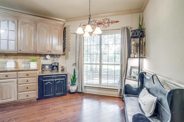 1201 W Buffalo Trl, Joshua, TX 76058 - living area with a chandelier, ornamental molding, and wood finished floors