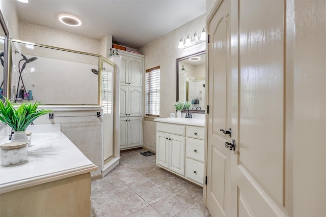 1201 W Buffalo Trl, Joshua, TX 76058 - full bath with a shower stall, vanity, and tile patterned floors