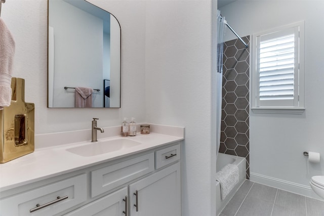 2228 Sandrellan St, Fort Worth, TX 76008 - full bath featuring vanity, toilet,  shower combination, and tile patterned floors
