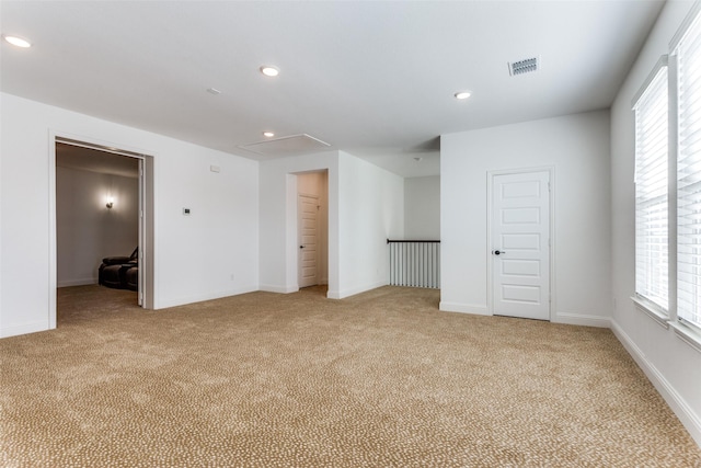 2228 Sandrellan St, Fort Worth, TX 76008 - empty room with attic access, light carpet, recessed lighting, and baseboards