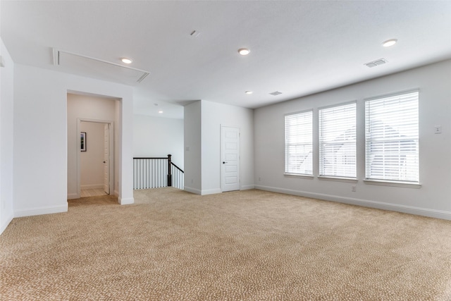 2228 Sandrellan St, Fort Worth, TX 76008 - unfurnished room with attic access, light carpet, recessed lighting, and baseboards