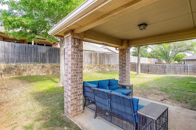 view of patio with an outdoor living space