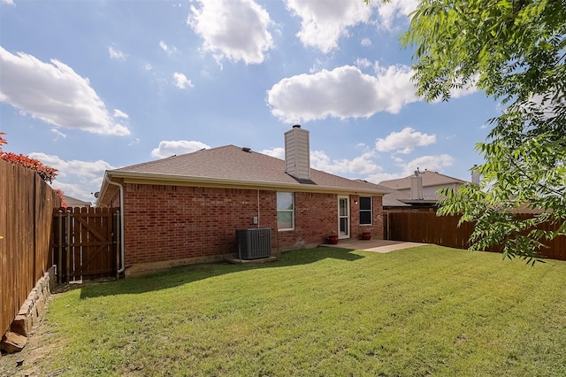 8115 Guadalupe Rd, Arlington, TX 76002 - rear view of property with a patio area, brick siding, a chimney, and a gate