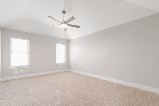 7300 Frances Ct, North Richland Hills, TX 76182 - spare room with lofted ceiling, baseboards, ceiling fan, and light colored carpet
