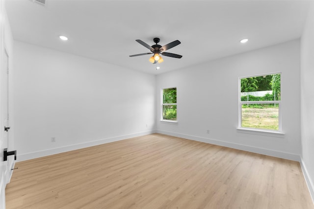 2915 NW Loraine St, Fort Worth, TX 76106 - spare room with light wood-style flooring, baseboards, recessed lighting, and ceiling fan