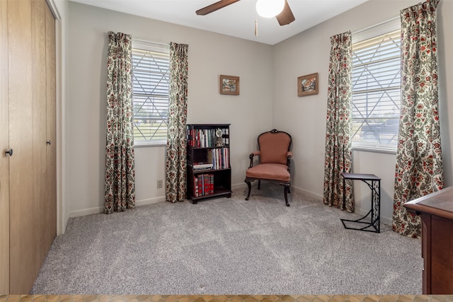 303 Luby Dr, Tom Bean, TX 75489 - sitting room featuring ceiling fan, carpet flooring, and baseboards