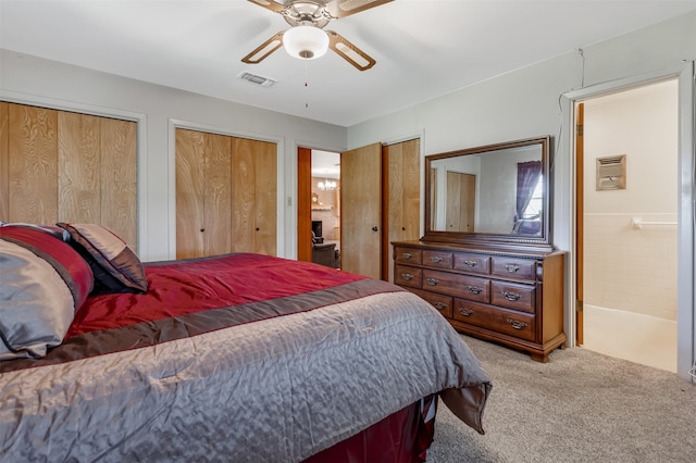 303 Luby Dr, Tom Bean, TX 75489 - carpeted bedroom featuring two closets and a ceiling fan