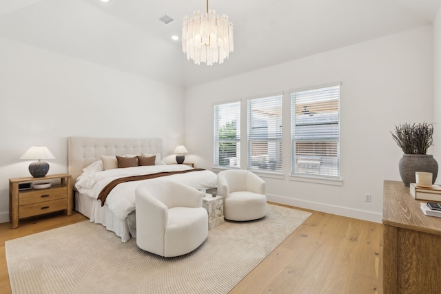 1421 Maplewood Dr, Prosper, TX 75078 - bedroom featuring light wood-style flooring, a chandelier, baseboards, and recessed lighting