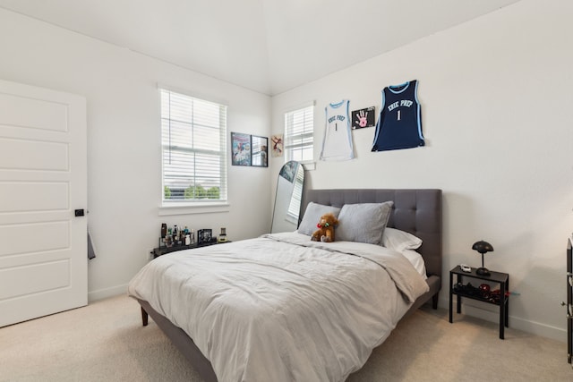 1421 Maplewood Dr, Prosper, TX 75078 - carpeted bedroom featuring lofted ceiling and baseboards