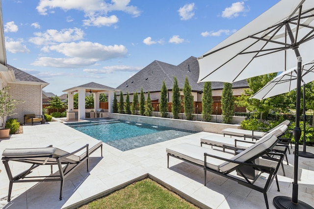 1421 Maplewood Dr, Prosper, TX 75078 - view of swimming pool with a gazebo, fence, and a patio