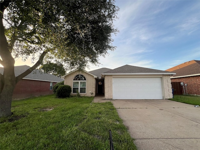 920 Joshua Dr, Burleson, TX 76028 - single story home featuring brick siding, a garage, concrete driveway, a front yard, and a shingled roof
