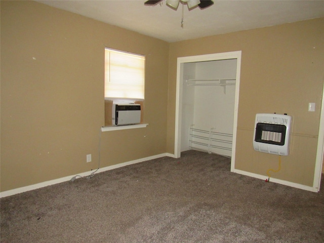 344 Castle Dr, Pottsboro, TX 75076 - unfurnished bedroom with heating unit, cooling unit, dark colored carpet, baseboards, and a closet