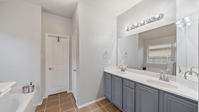 2005 Sterling Gate Dr, Heartland, TX 75126 - full bathroom with a bathtub, tile patterned floors, double vanity, and baseboards