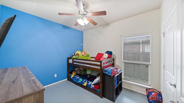 2005 Sterling Gate Dr, Heartland, TX 75126 - bedroom featuring concrete floors, baseboards, and a ceiling fan